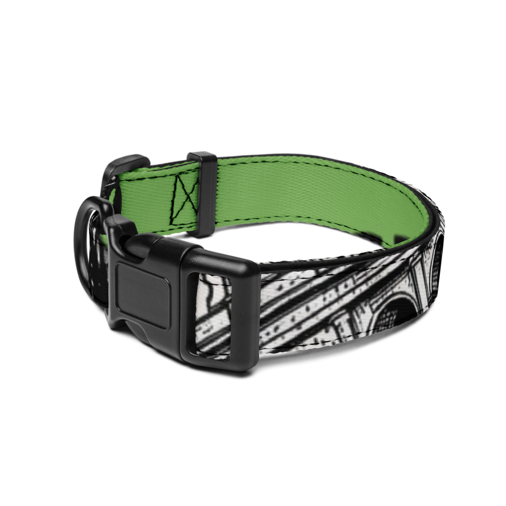 Green Black Abstract Pet Dog Collar thumbnail 2