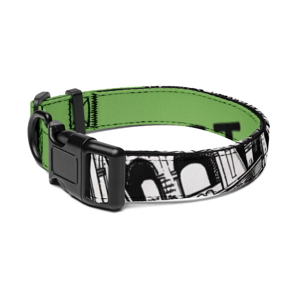 Green Black Abstract Pet Dog Collar thumbnail 3