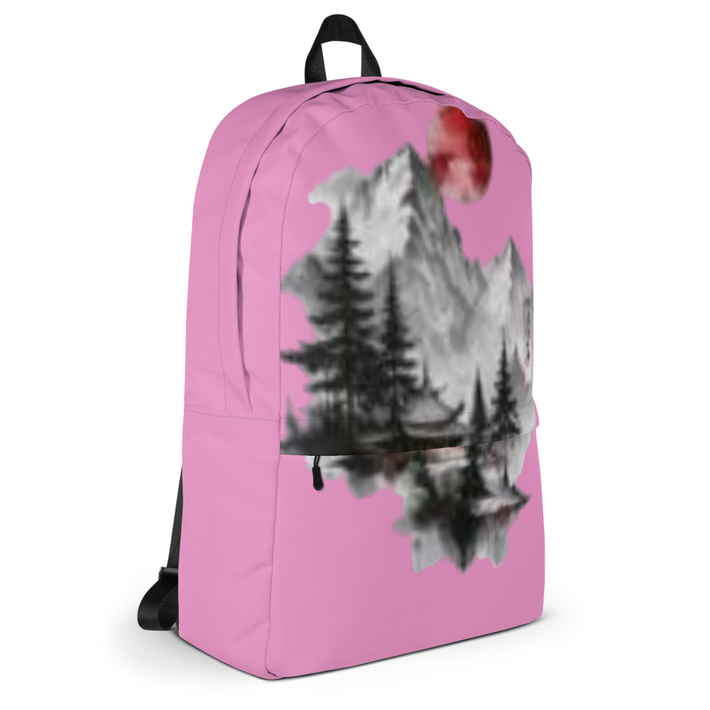 Pink Mountain Temple Red Moon Backpack thumbnail 5