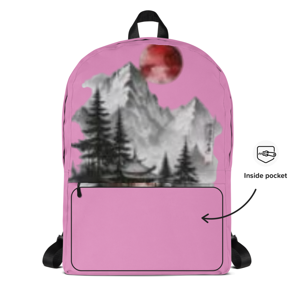 Pink Mountain Temple Red Moon Backpack thumbnail 2