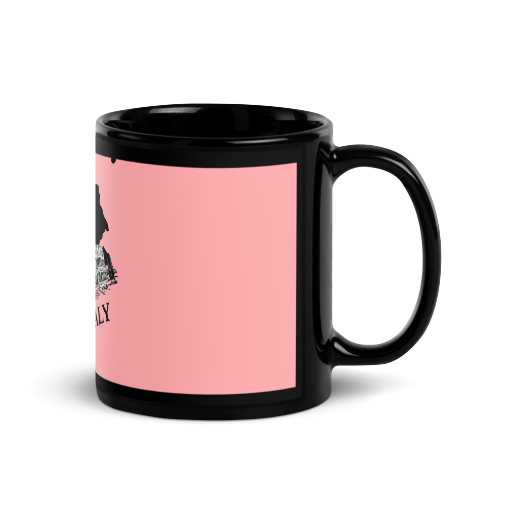 Rome Italy Pink Black Mug | Glossy Coffee Mug thumbnail 3