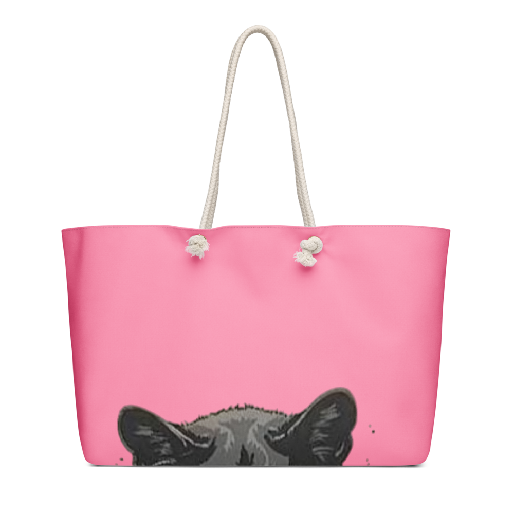 Pink Black Cat Peeking Weekender Tote Bag thumbnail 2
