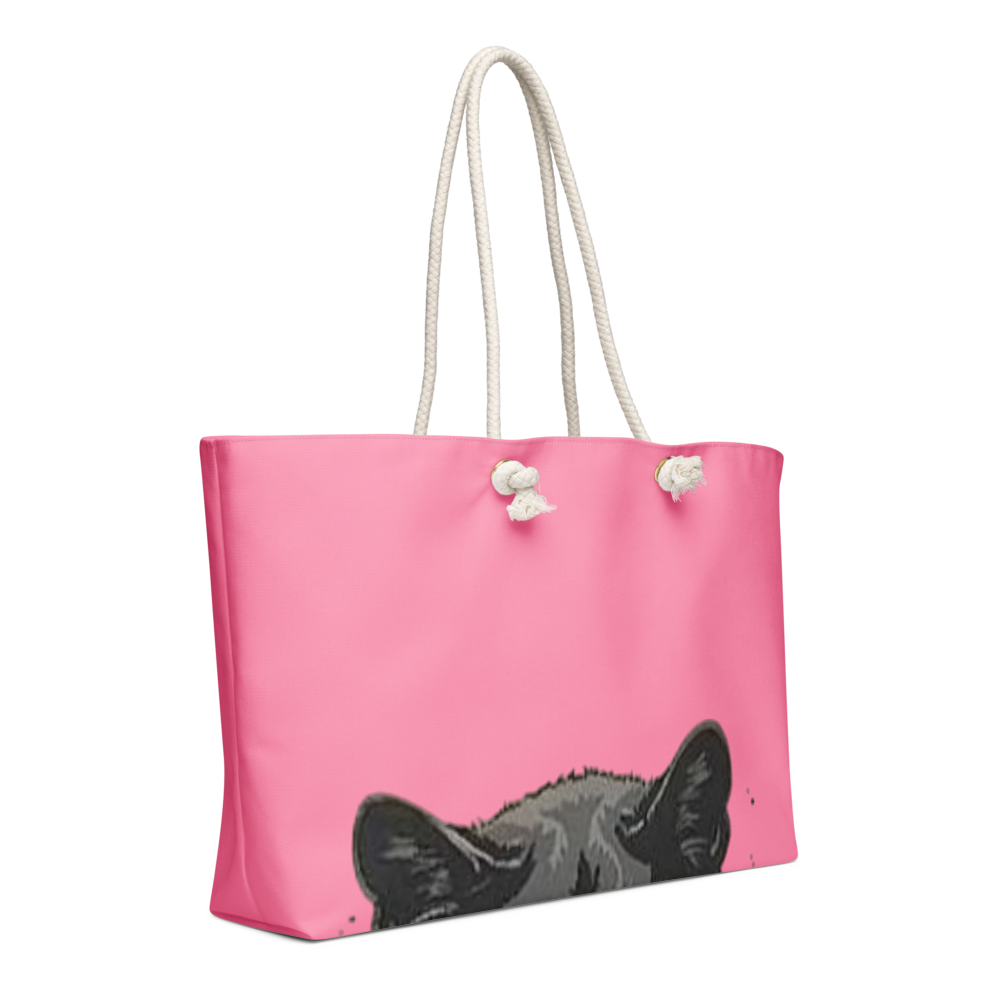 Pink Black Cat Peeking Weekender Tote Bag thumbnail 4