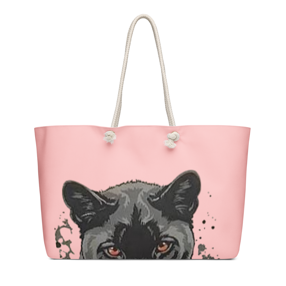 Cute Black Panther Weekender Tote Bag - Pink Canva thumbnail 2