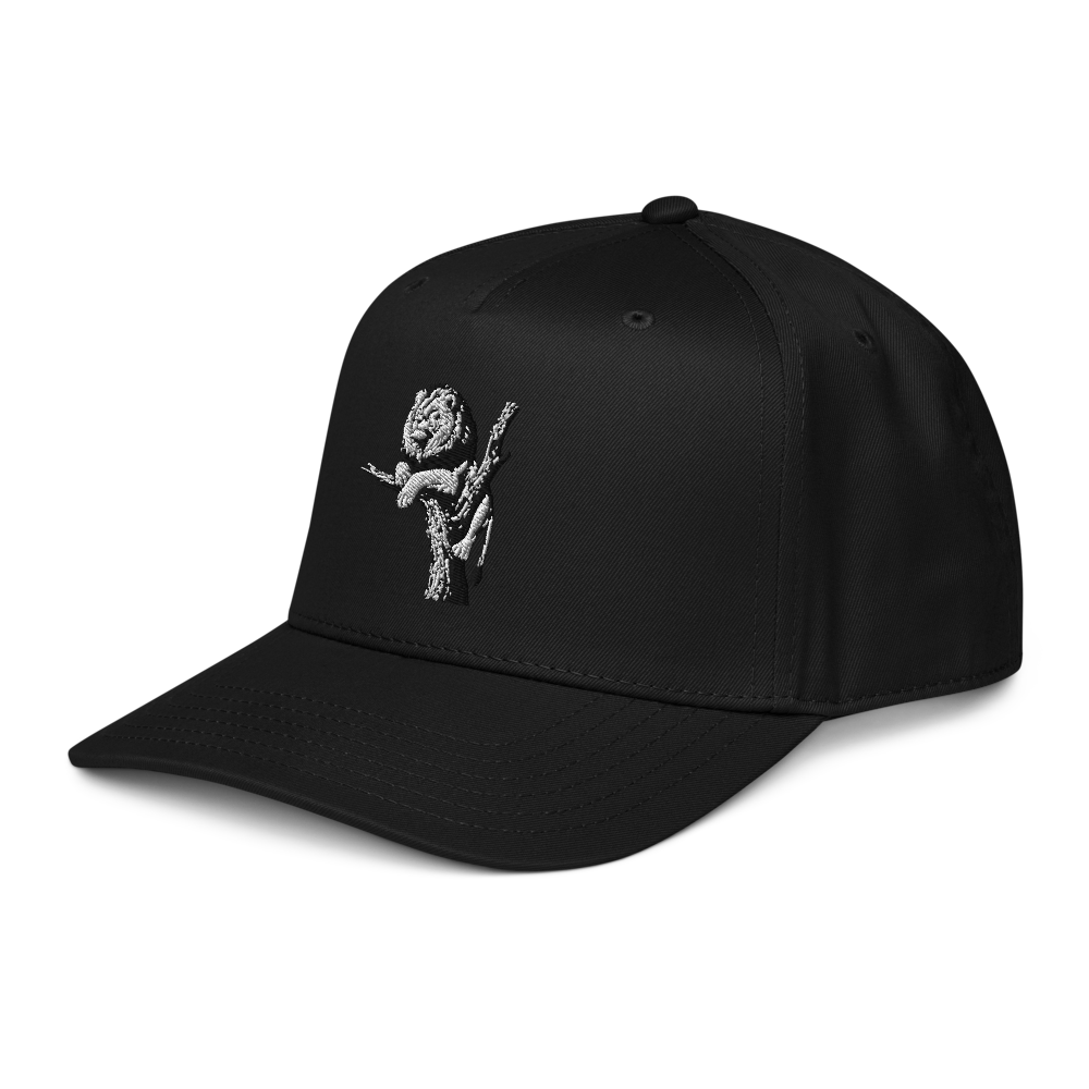 Title: Lion Embroidery Cap - Black Wildlife Hat   thumbnail 3