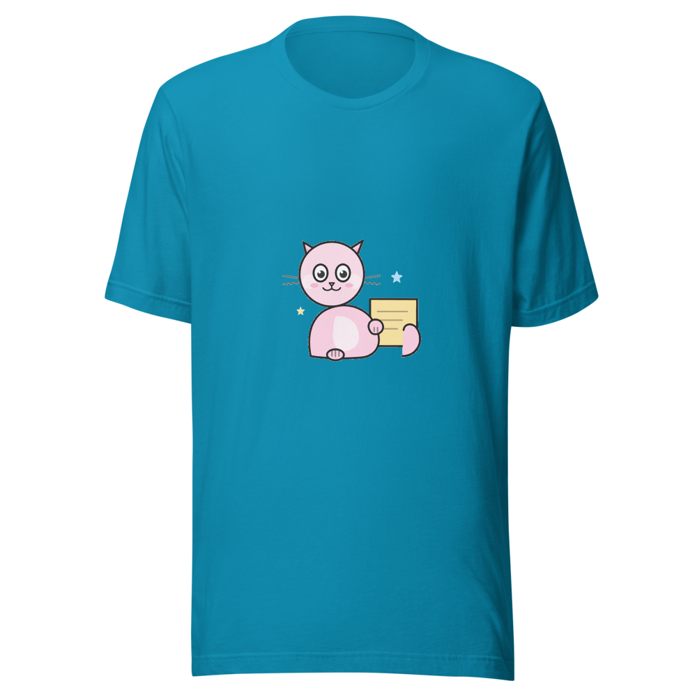 Cute Kawaii Cat Sticky Note T-Shirt Design