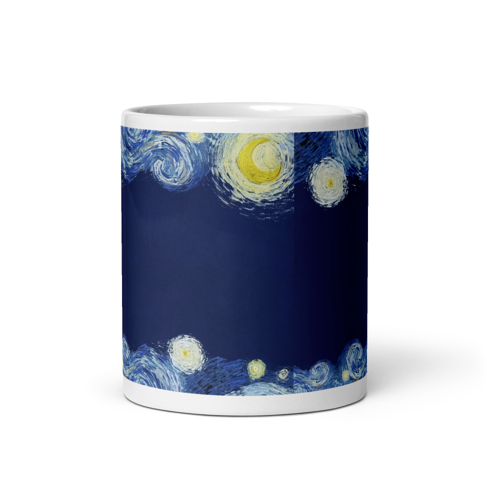 White glossy pattern printed coffee mug  thumbnail 3