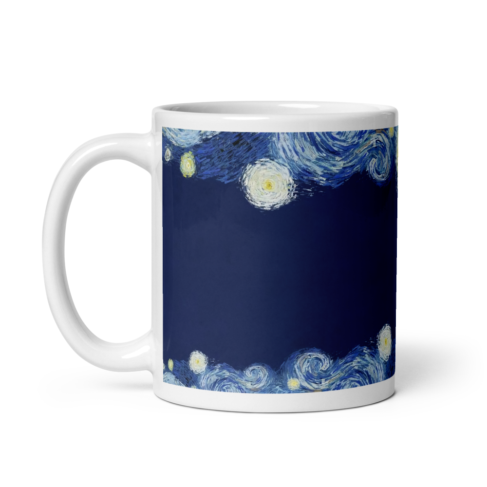 White glossy pattern printed coffee mug  thumbnail 2