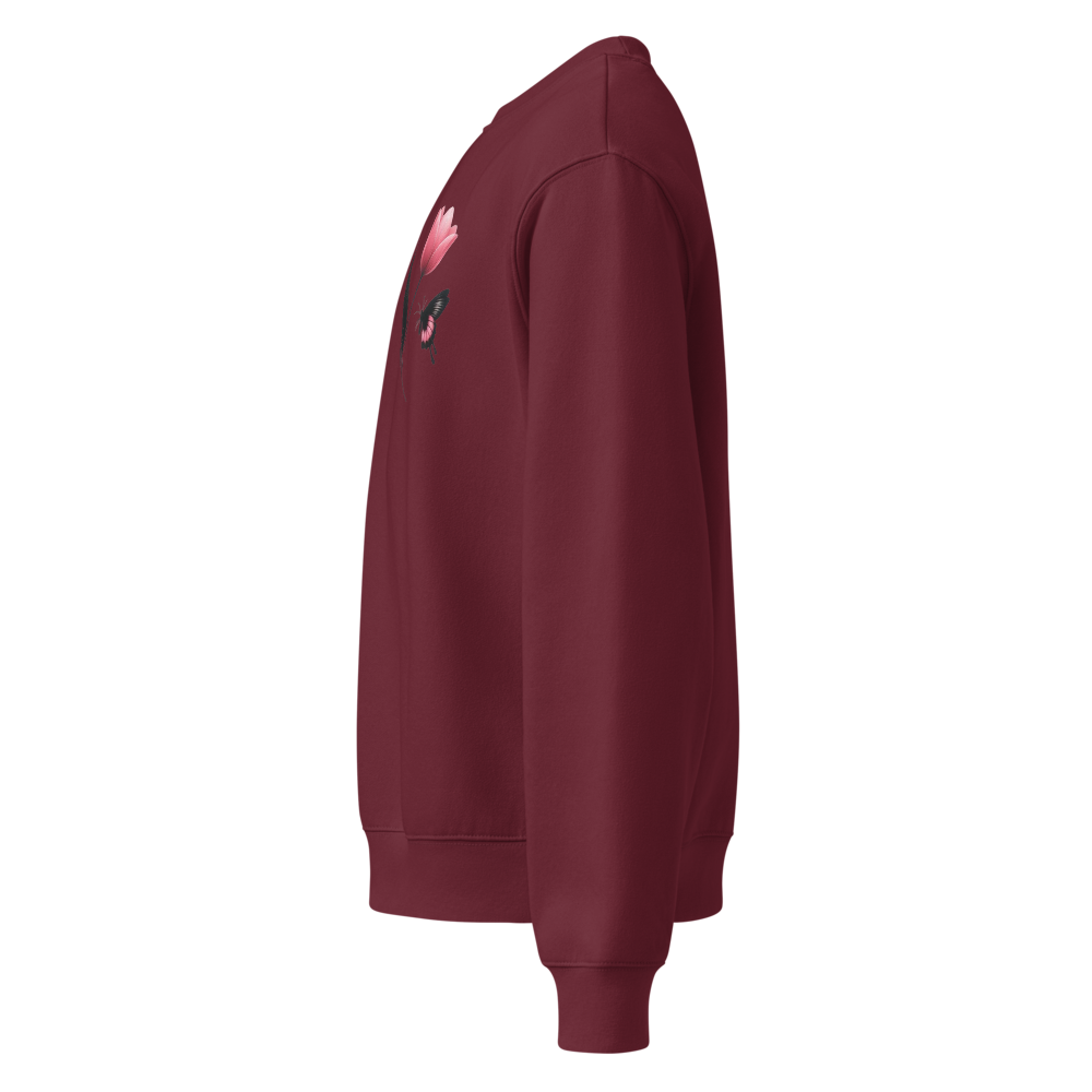 Minimalist Maroon Tulip & Butterfly Sweatshirt  thumbnail 3