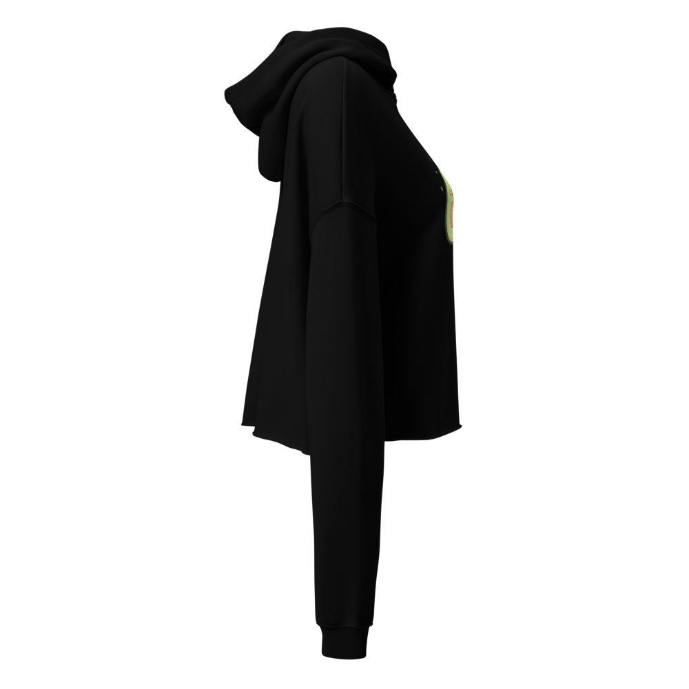Cute Avocado Black Crop Hoodie  thumbnail 3