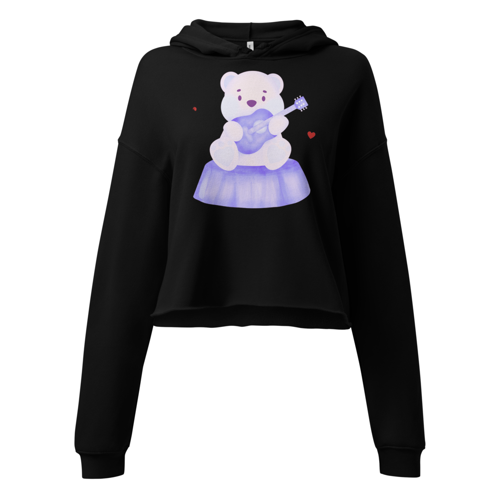 Cute Teddy Bear Print Cropped Hoodie for Women 🧸