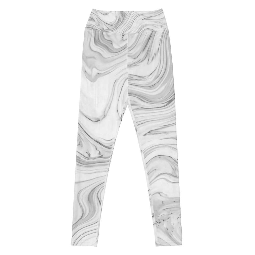 Luxury Minimalist Grey Marble Yoga Leggings thumbnail 2