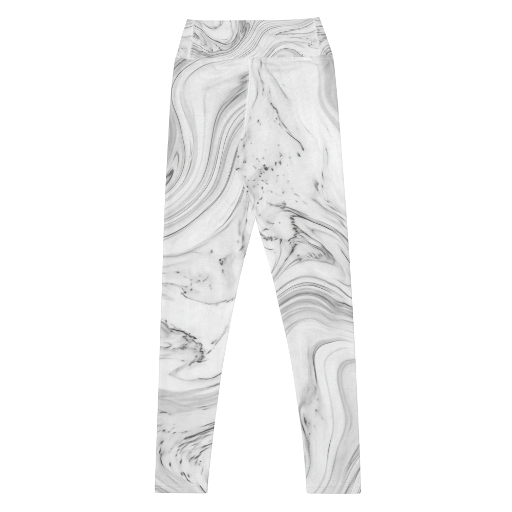 Luxury Minimalist Grey Marble Yoga Leggings thumbnail 3