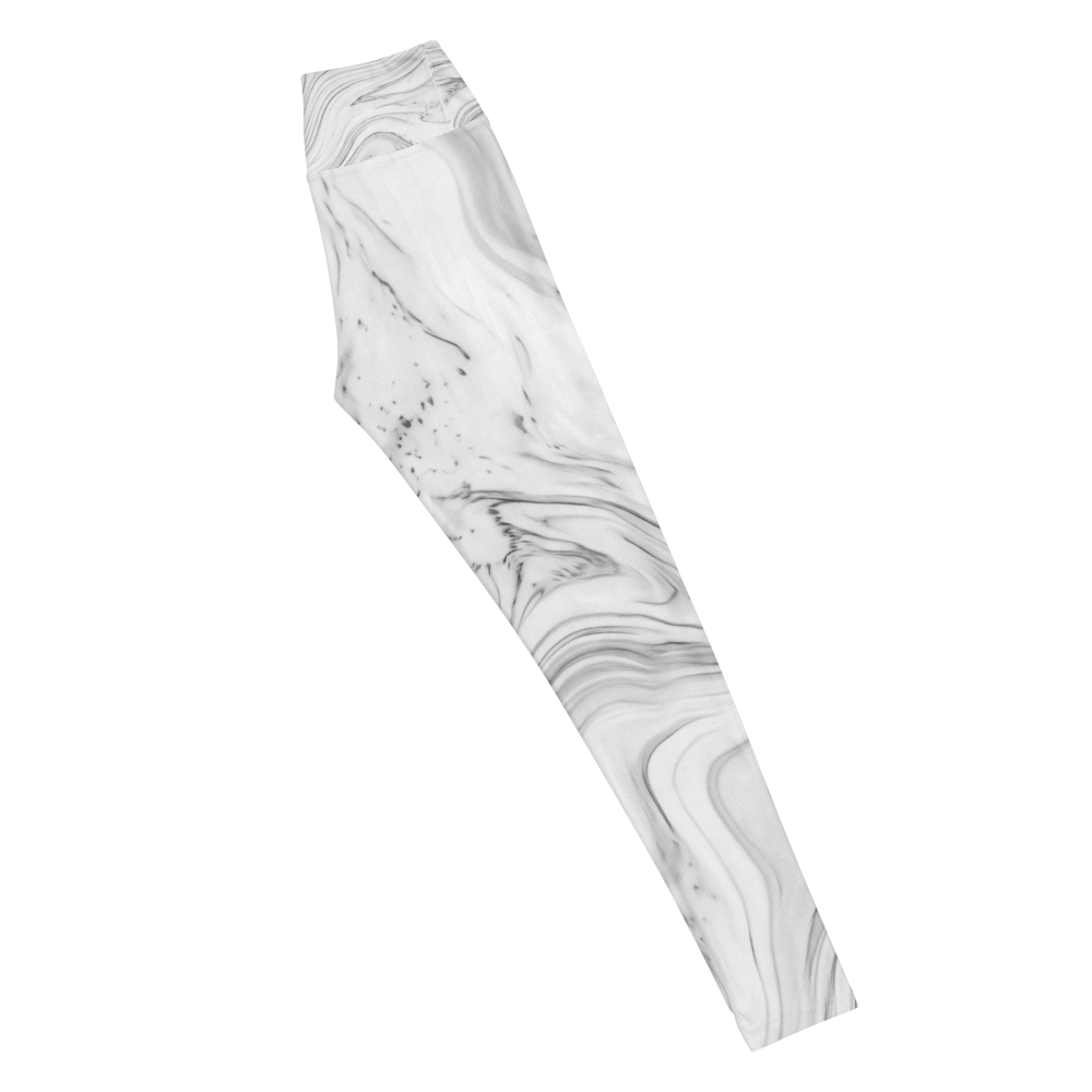 Luxury Minimalist Grey Marble Yoga Leggings thumbnail 4