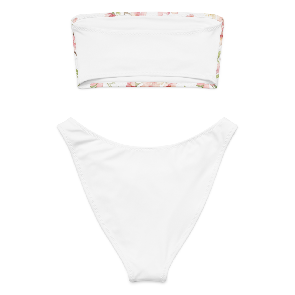 Pastel Cherry Blossom Floral Bandeau Bikini thumbnail 2