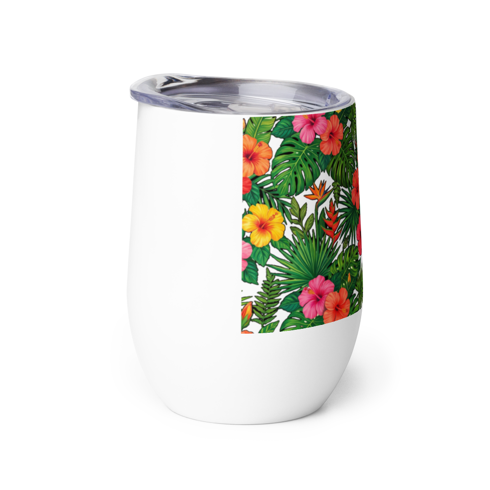 Vibrant Tropical Hibiscus Insulated Wine Tumbler thumbnail 4