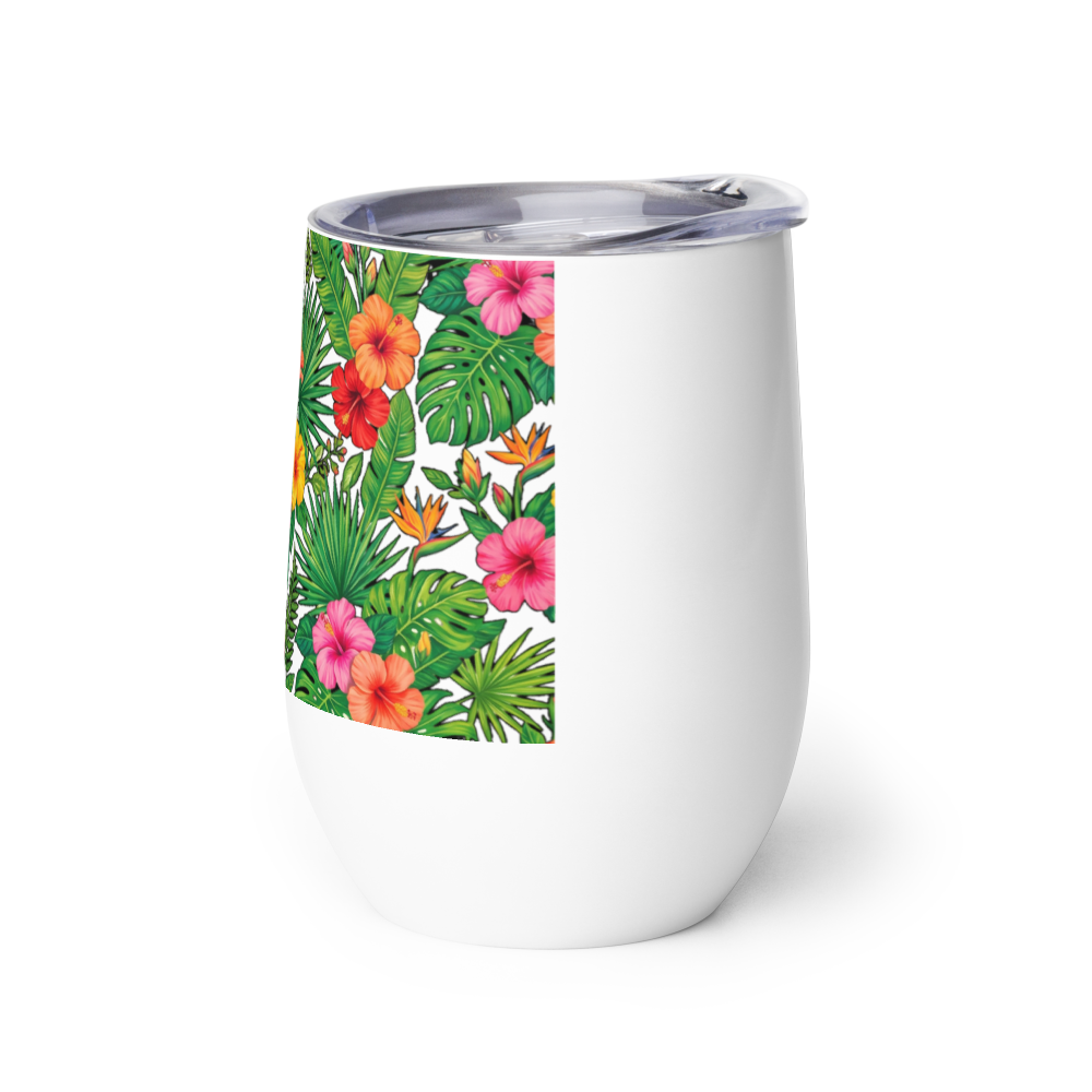 Vibrant Tropical Hibiscus Insulated Wine Tumbler thumbnail 3