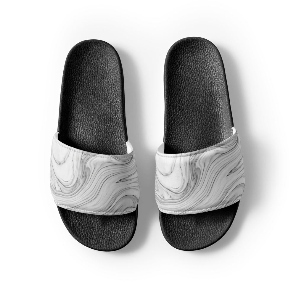 Luxury Minimalist Grey Marble Men's Slides thumbnail 3