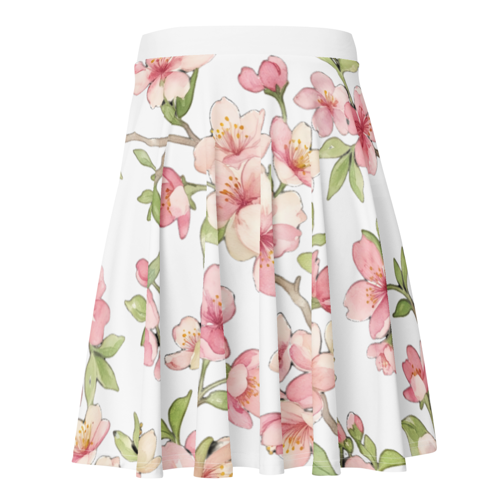 Pastel Cherry Blossom Floral Skater Skirt thumbnail 2