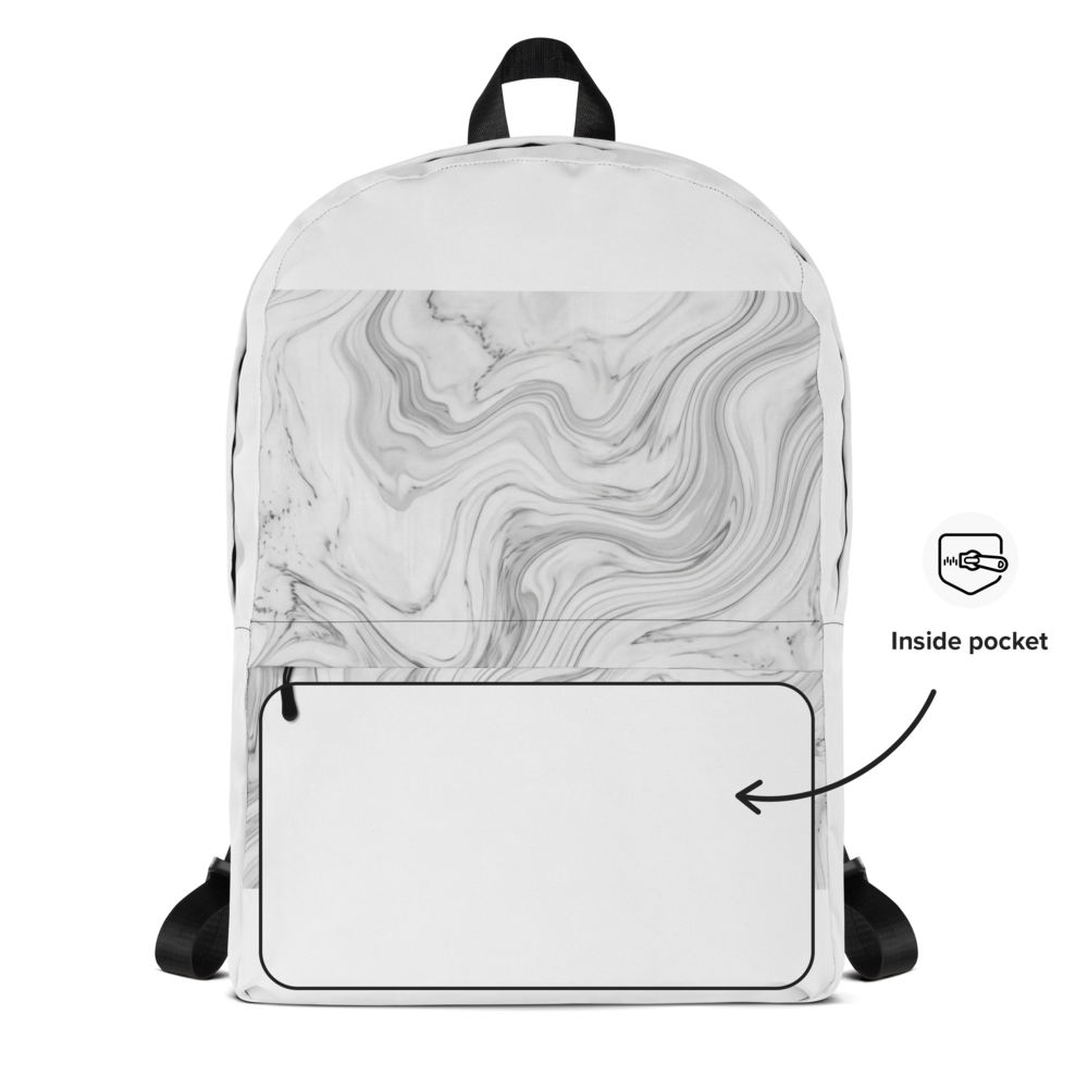 Luxury Minimalist Grey Marble All-Over Print Backp thumbnail 2