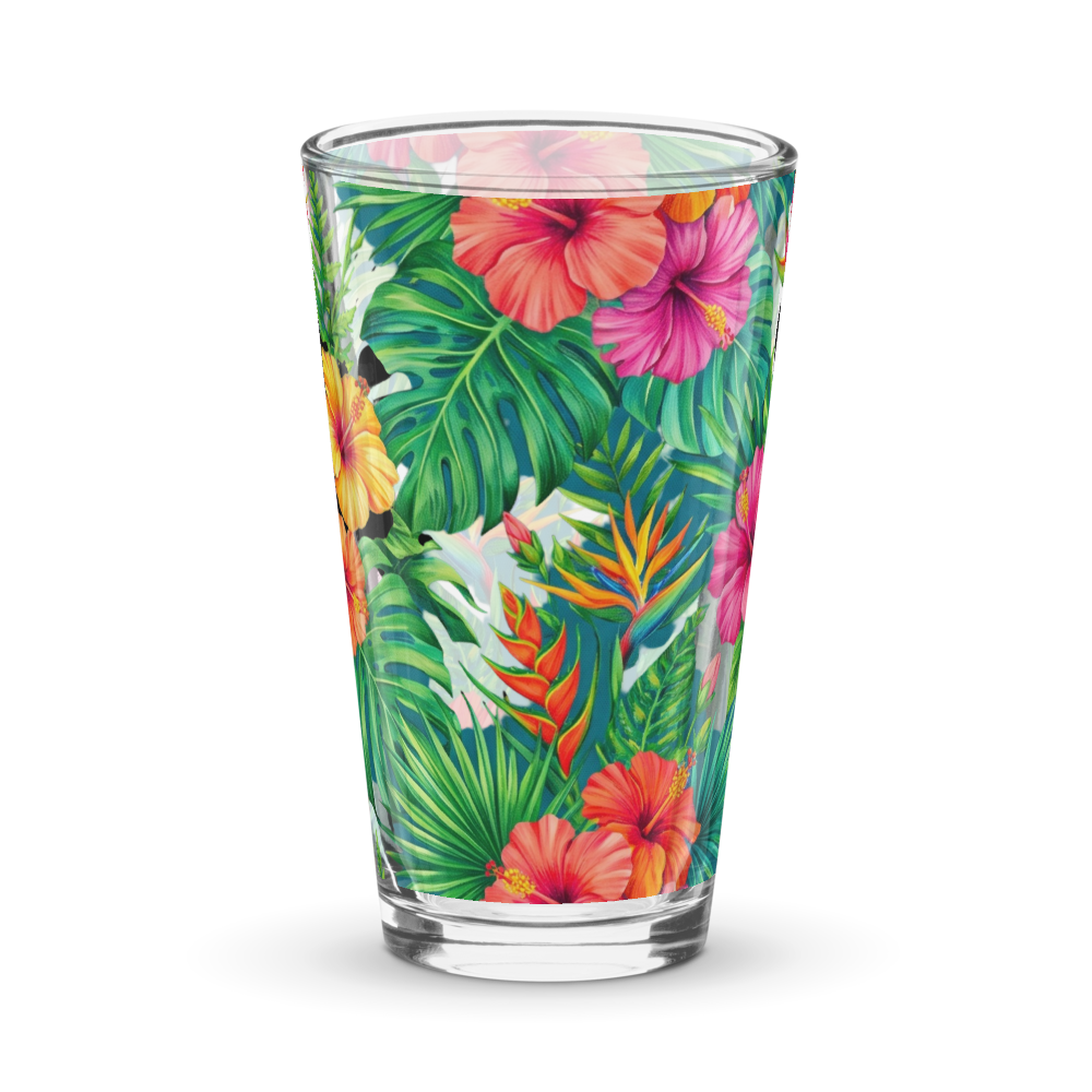 Vibrant Tropical Hibiscus Shaker Pint Glass 16 oz thumbnail 4