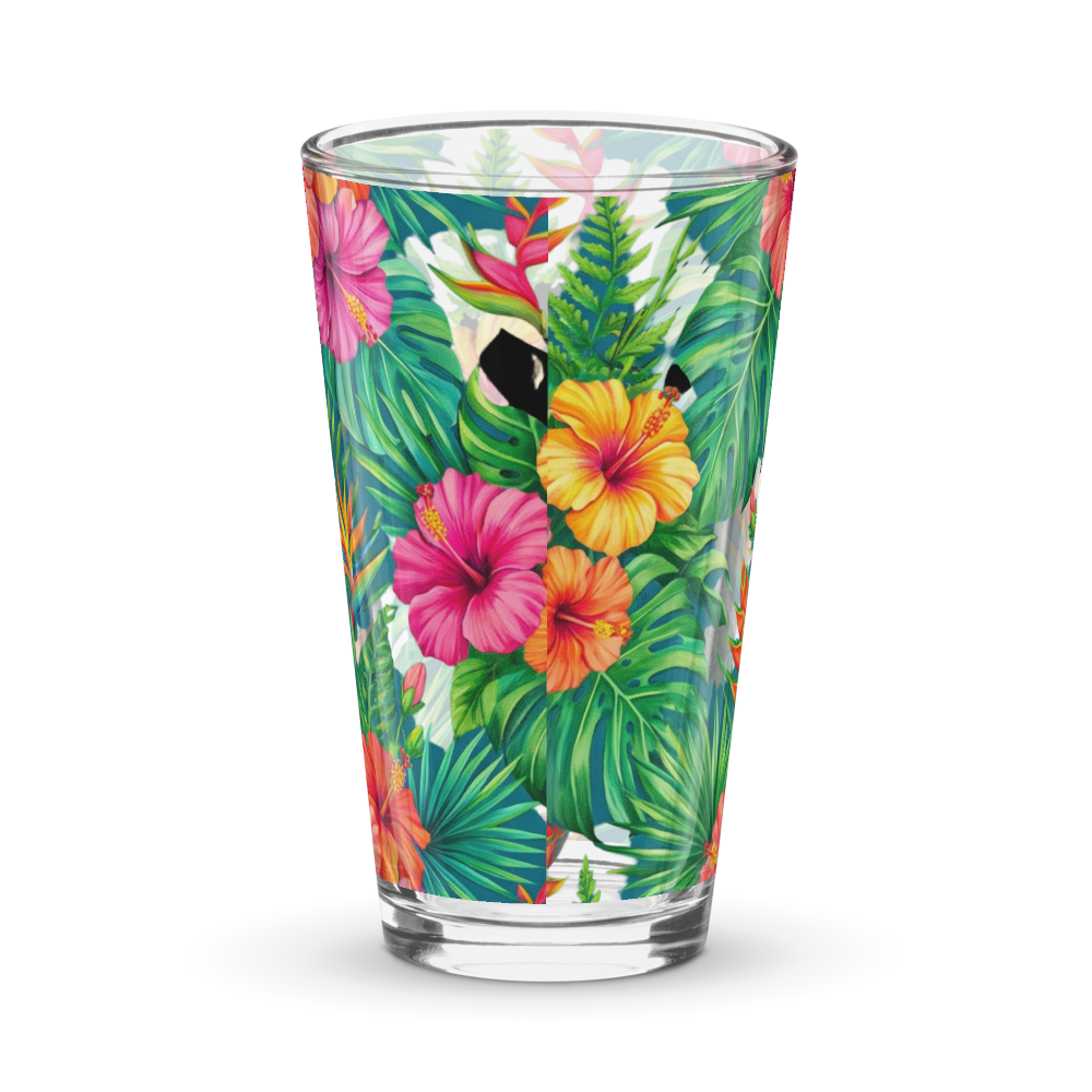 Vibrant Tropical Hibiscus Shaker Pint Glass 16 oz thumbnail 2