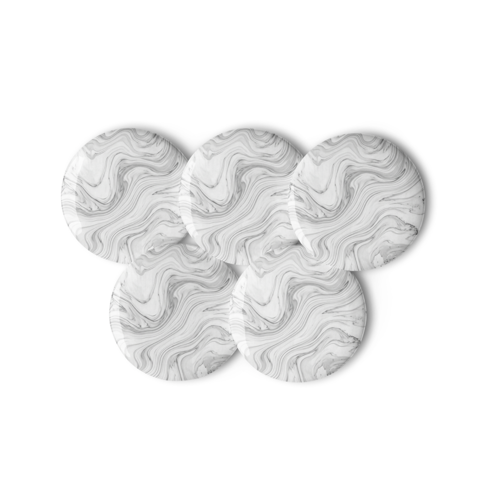 Luxury Minimalist Grey Marble Pin Buttons Set thumbnail 2