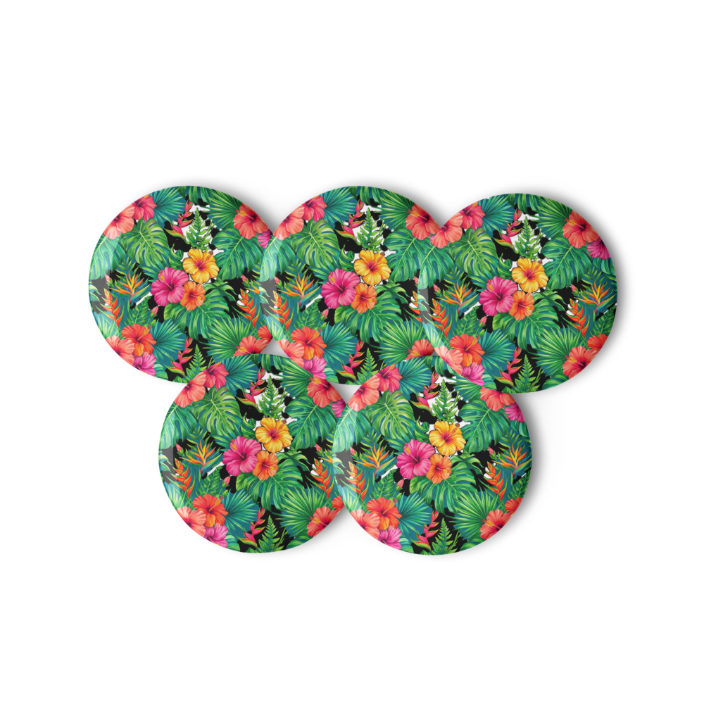 Vibrant Tropical Hibiscus Pin Buttons Set thumbnail 2