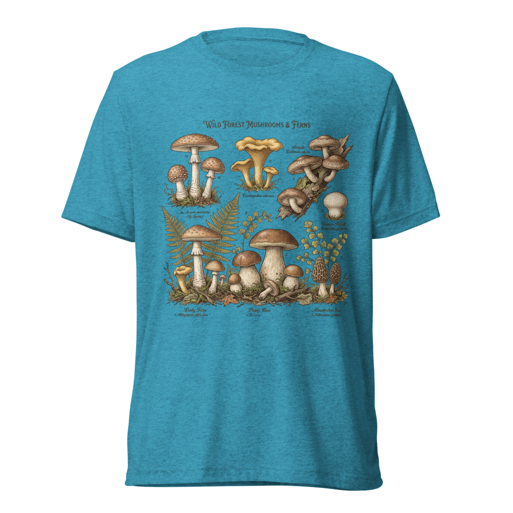 Vintage Wild Mushroom & Fern Botanical Chart Shirt