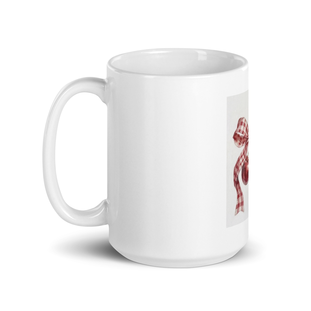 Cherry Ribbon  aesthetic white glossy mug 🎀✨ thumbnail 5