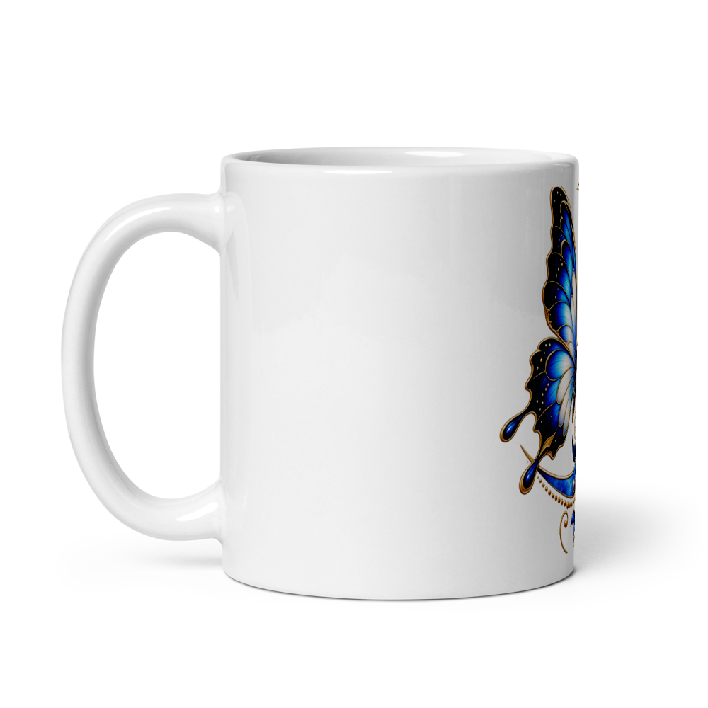 Elegant Blue Rose Floral Mug thumbnail 2