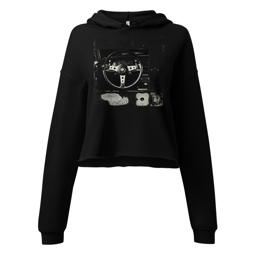 Vintage BMW Steering Wheel Graphic Cropped Hoodie