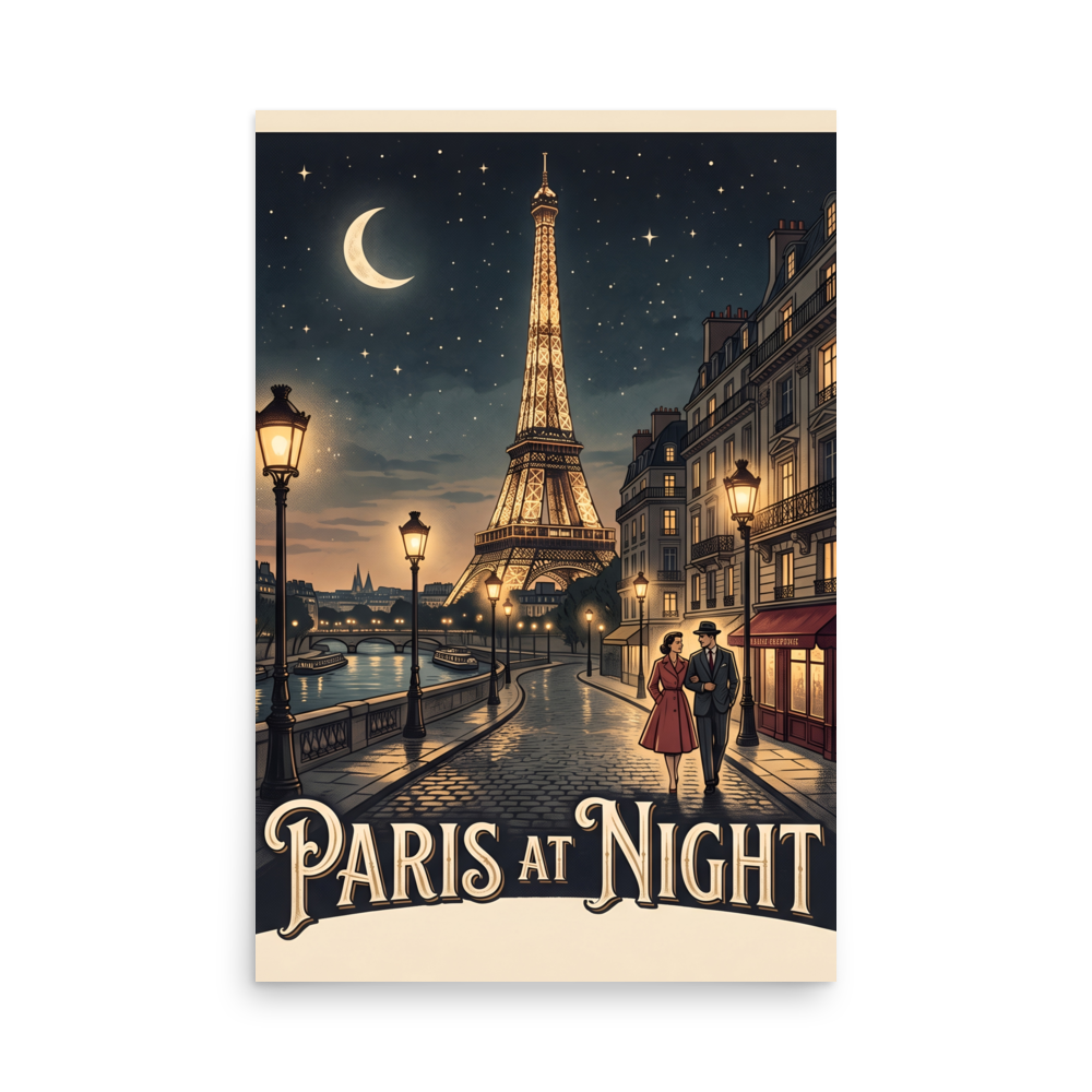 Paris at Night - Vintage French Aesthetic Poster thumbnail 2