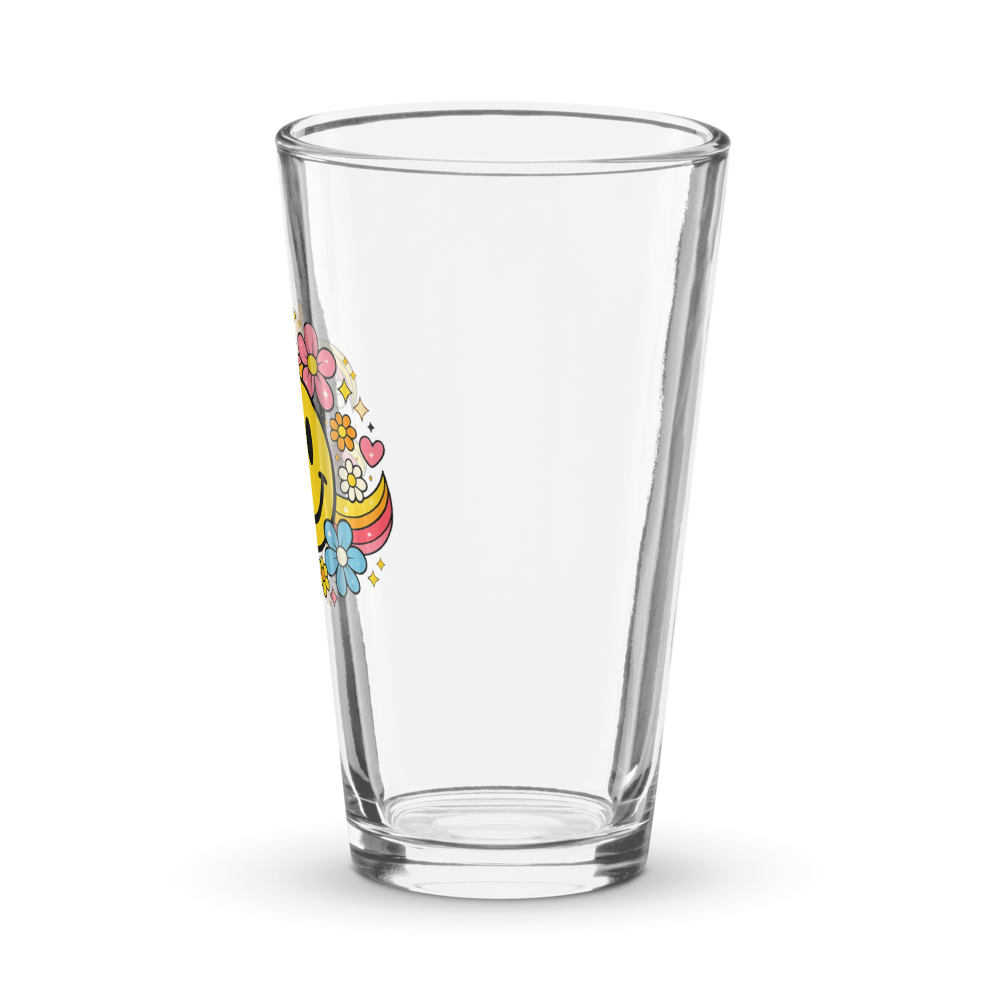 Retro Smiley Groovy Flowers Glass thumbnail 4