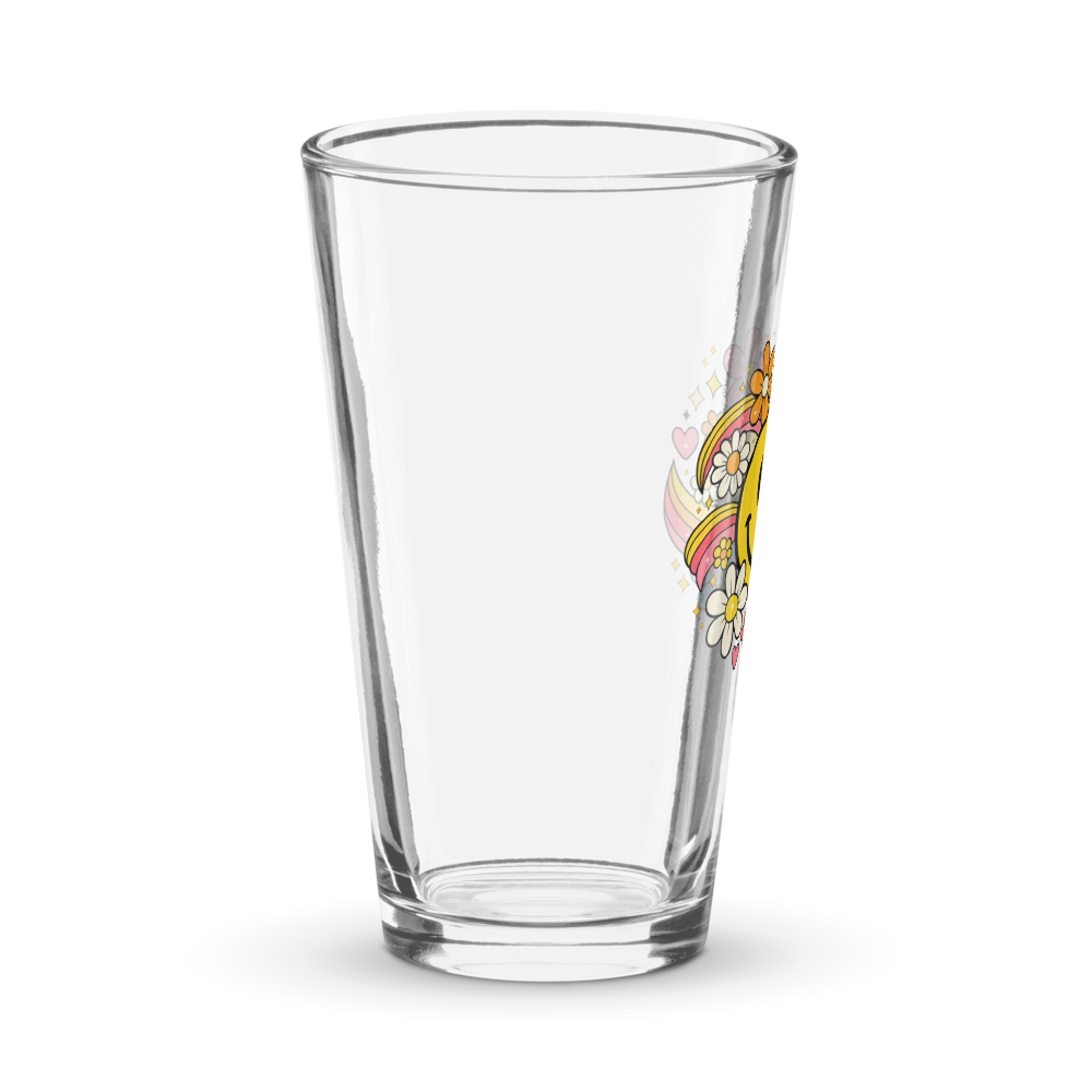 Retro Smiley Groovy Flowers Glass thumbnail 3
