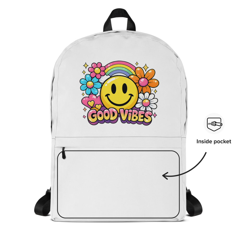 Good Vibes Smiley Print Backpack thumbnail 2