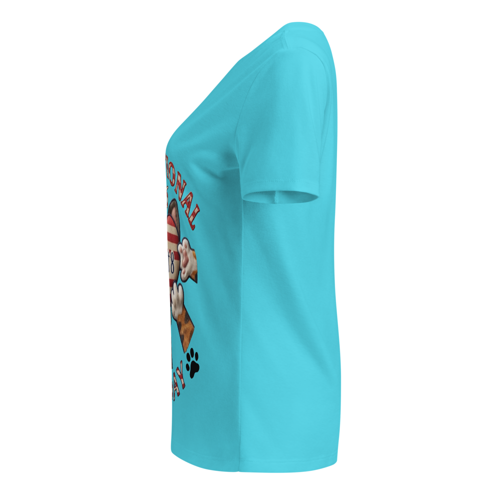Women's Relaxed V-Neck T-Shirt blue Cat Day thumbnail 3