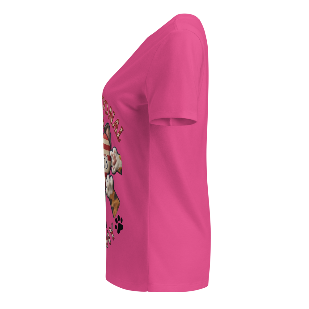 Women's Relaxed V-Neck T-Shirt CAT DAY pink thumbnail 3