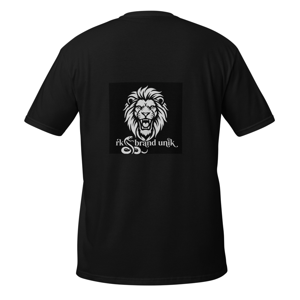 Black Tishart  white Lion Logo We Look Uniq thumbnail 2