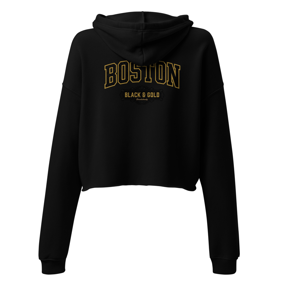 Property of boston cropped hoodie|Black and gold g thumbnail 3