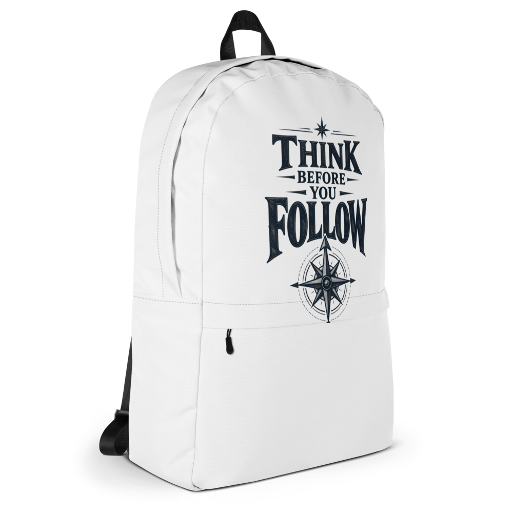 Think Before You Follow White Backpack thumbnail 4