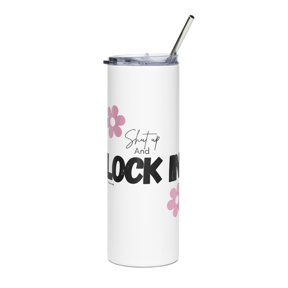 Shut Up And Lock In Floral Tumbler With Straw thumbnail 2
