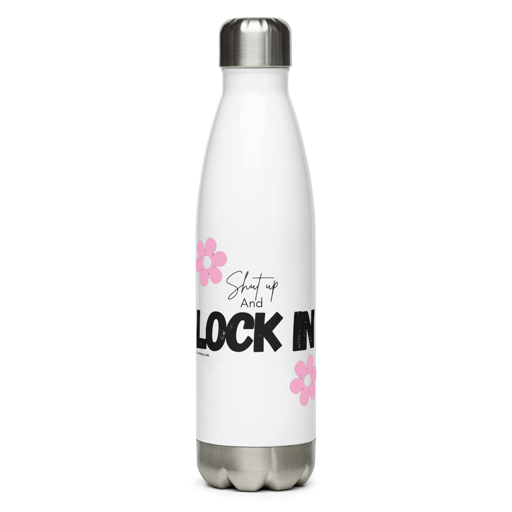 Shut Up And Lock In Floral Water Bottle thumbnail 2