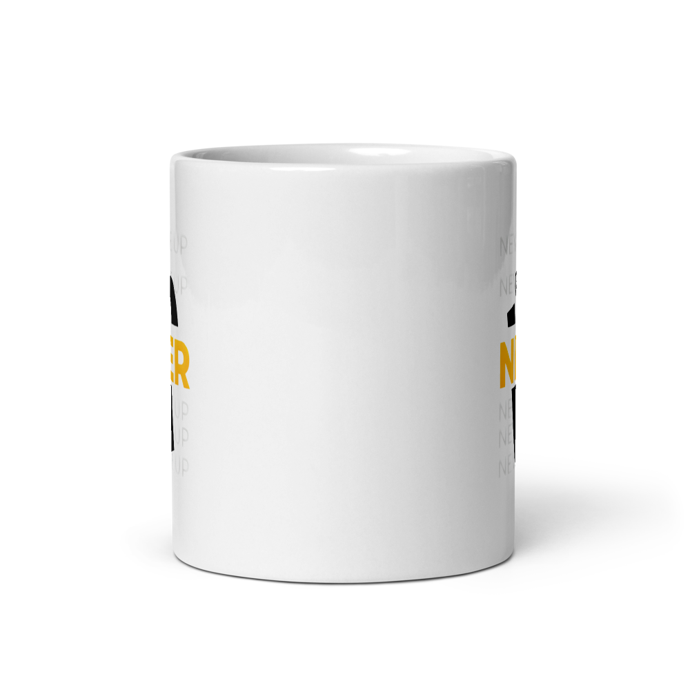 Never give up ,White Glossy Mug. thumbnail 3