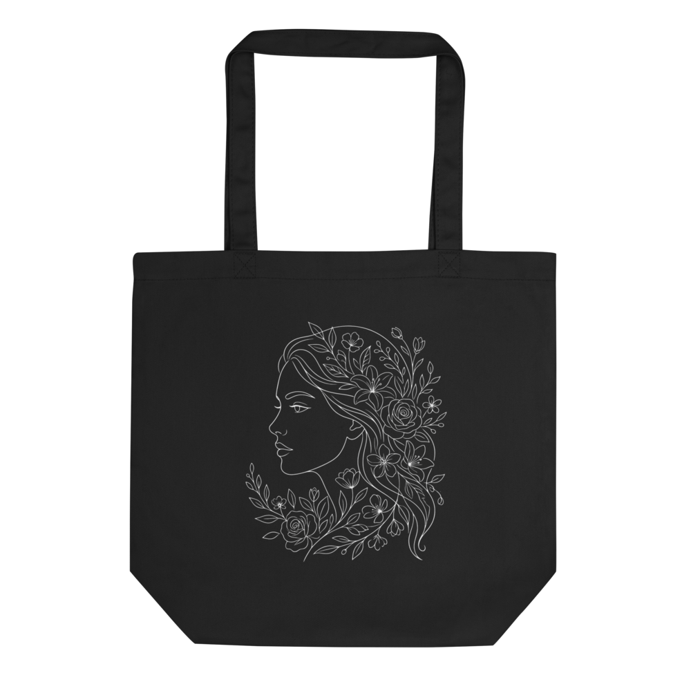 Aesthetic Couple Floral Line Art Eco Tote Bag |  thumbnail 2