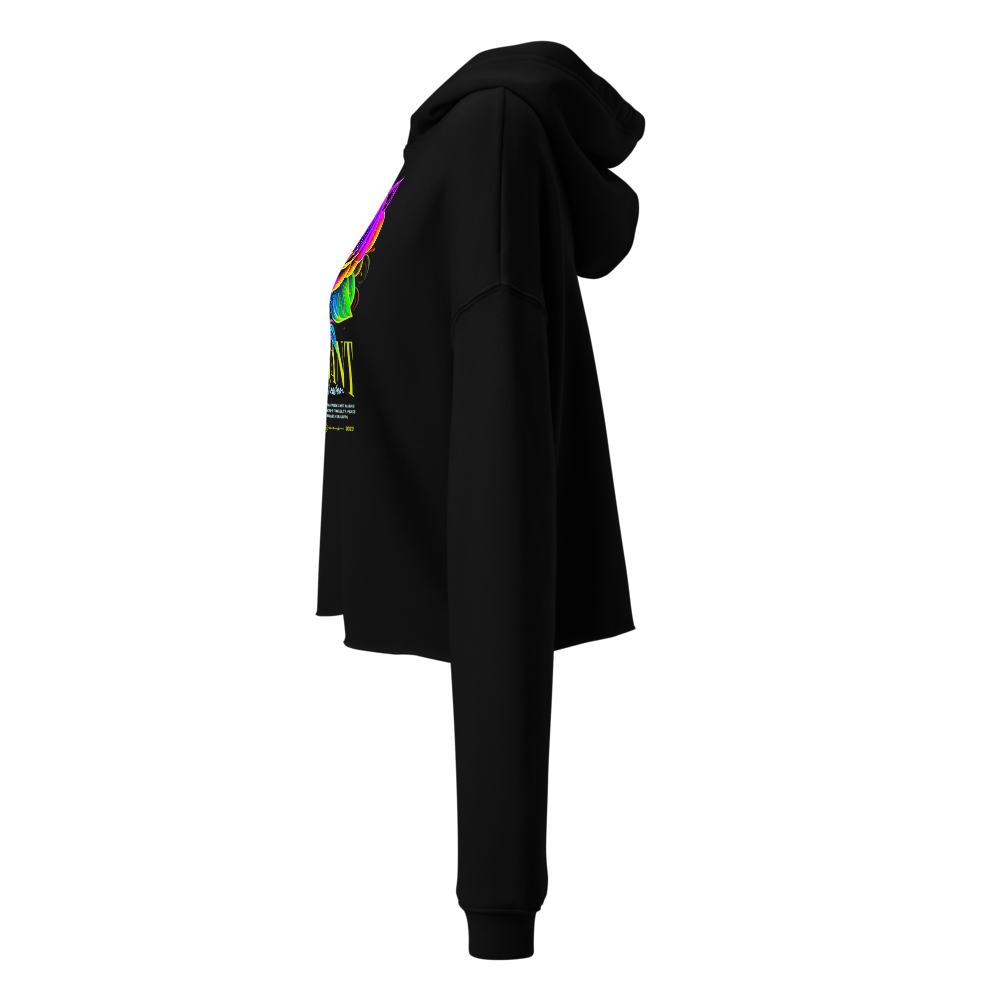 Vibrant Neon Rose Graphic Crop Hoodie - Fragrant  thumbnail 3