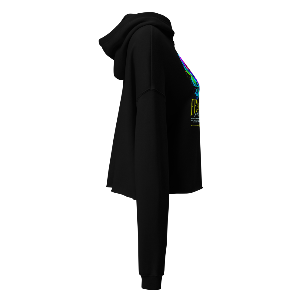 Vibrant Neon Rose Graphic Crop Hoodie - Fragrant  thumbnail 4