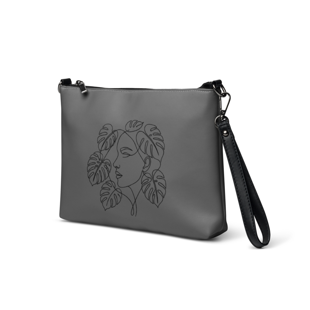 Minimalist Line Art Face Aesthetic Monstera Pouch. thumbnail 2