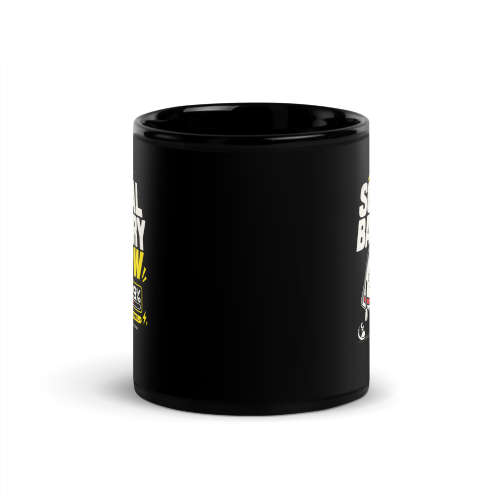 Barely Normal Social Mode Off Black Glossy Mug thumbnail 3