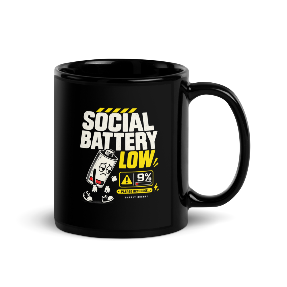 Barely Normal Social Mode Off Black Glossy Mug thumbnail 2